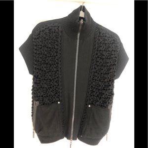 Tory Burch Sleeveless Knit Mock Neck Vest Black S